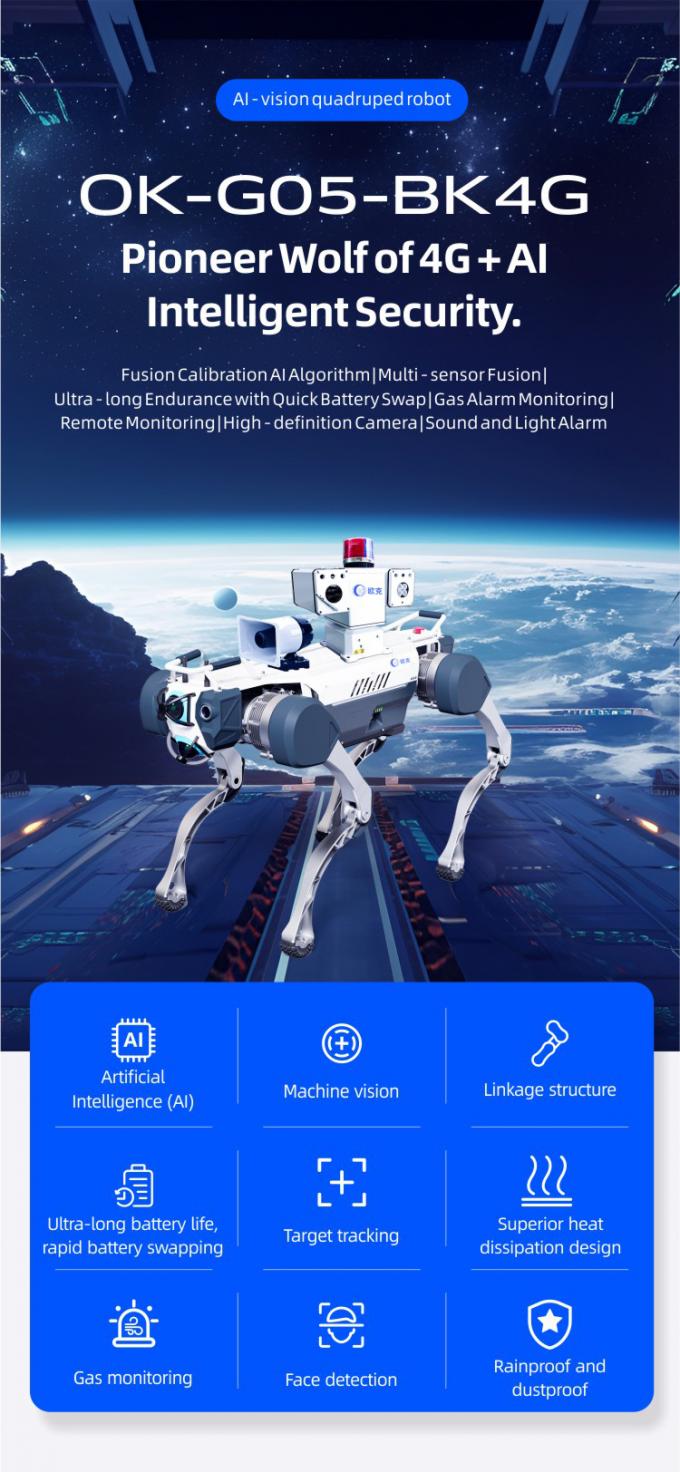 OKAF AI Surveillance Autonome Robot de patrouille de sécurité Robot de garde industriel Robot chien de sécurité intelligent Robot quadruplé 0