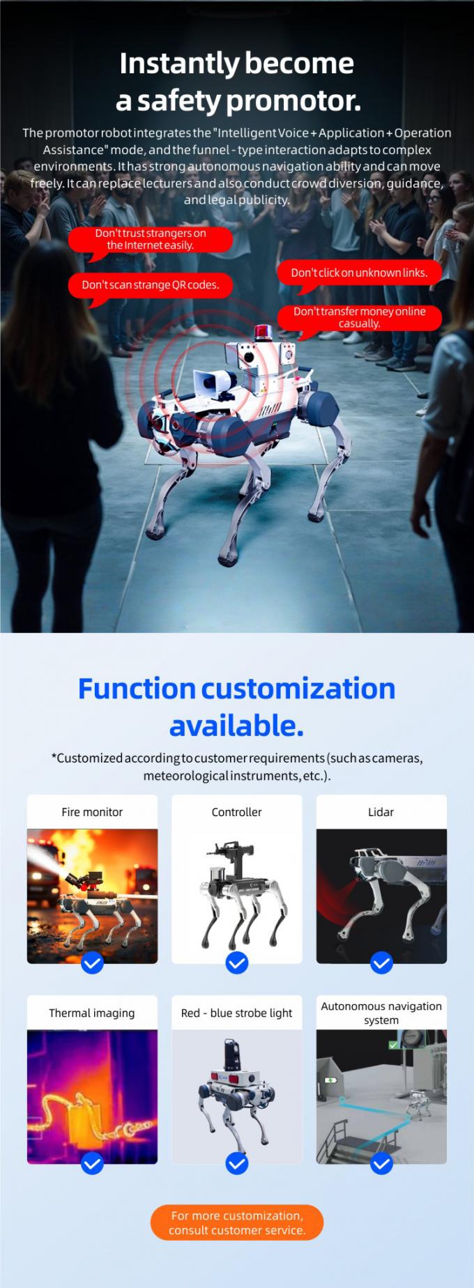 OKAF AI Surveillance Autonome Robot de patrouille de sécurité Robot de garde industriel Robot chien de sécurité intelligent Robot quadruplé 6