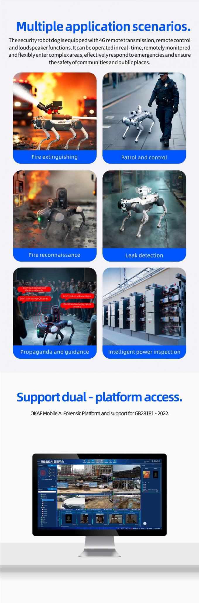 OKAF AI Surveillance Autonome Robot de patrouille de sécurité Robot de garde industriel Robot chien de sécurité intelligent Robot quadruplé 7