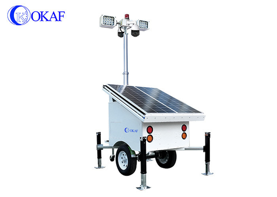 OKAF Site de construction Tour de lumière de surveillance 4G 5G Mobile CCTV Trailer Tour de caméra de sécurité solaire