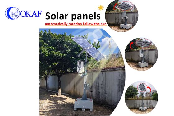 OkTower – tour de Surveillance CCTV solaire auto-alimentée, avec manivelle de 4m, mât télescopique, Support vidéo à distance Starlink 4G