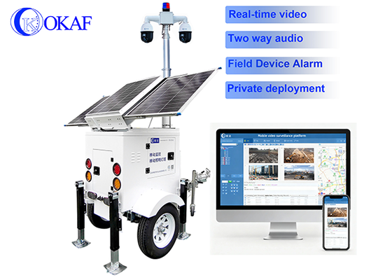 Surveillance hors réseau, système solaire de sécurité 24h/24 et 7j/7, tour de vidéosurveillance 3x200W, caméra à carte SIM 4G, mât télescopique de 6m, remorque