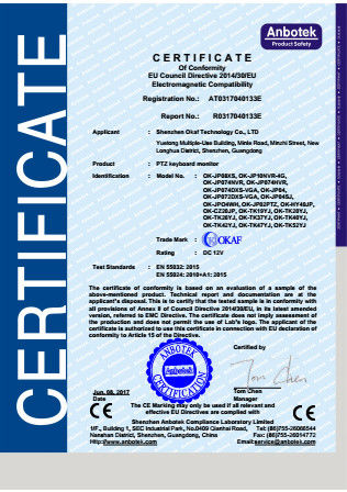 LA CHINE Shenzhen Okaf Technology Co., Ltd. Certifications